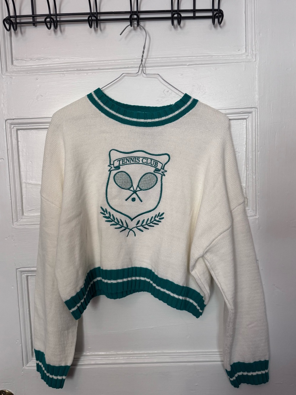 NWT Sincerely Jules Cream Tennis Club Crew Sweater